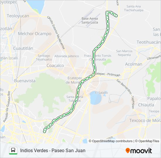 INDIOS VERDES - PASEO SAN JUAN bus Line Map