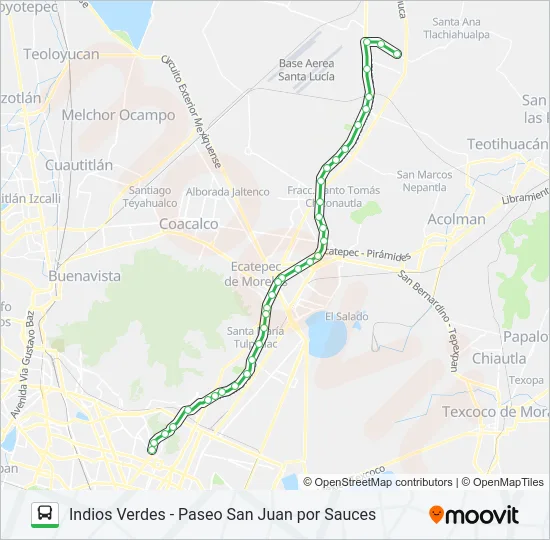 INDIOS VERDES - PASEO SAN JUAN POR SAUCES Bus Line Map