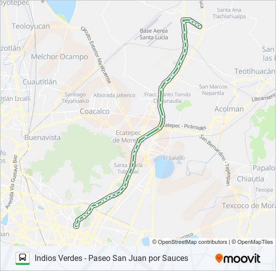 INDIOS VERDES - PASEO SAN JUAN POR SAUCES bus Line Map