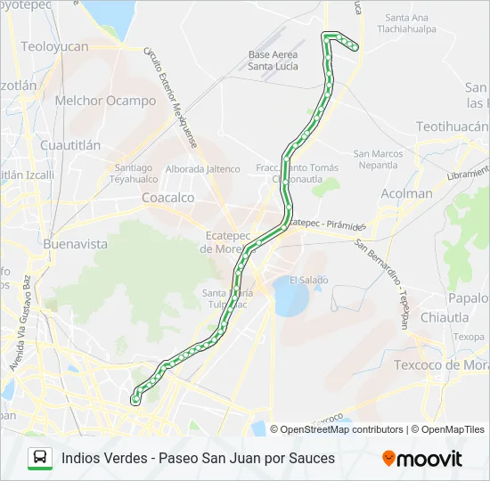 INDIOS VERDES - PASEO SAN JUAN POR SAUCES Bus Line Map