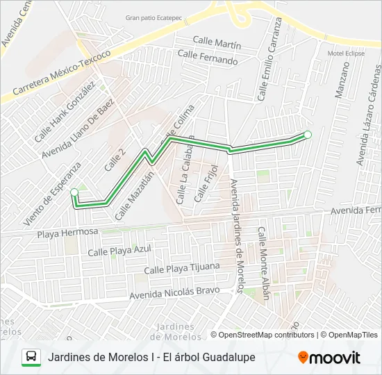 JARDINES DE MORELOS I - EL ÁRBOL GUADALUPE Bus Line Map