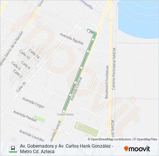 AV. GOBERNADORA Y AV. CARLOS HANK GONZÁLEZ - METRO CD. AZTECA bus Line Map