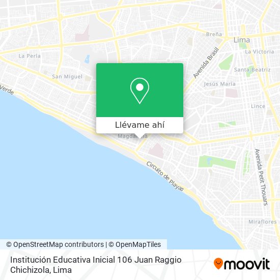 Mapa de Institución Educativa Inicial 106 Juan Raggio Chichizola