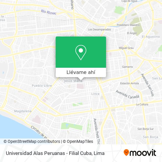 Mapa de Universidad Alas Peruanas - Filial Cuba