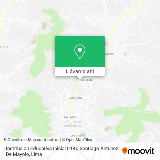 Mapa de Institución Educativa Inicial 0140 Santiago Antunez De Mayolo