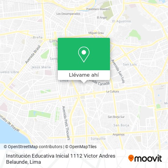Mapa de Institución Educativa Inicial 1112 Victor Andres Belaunde