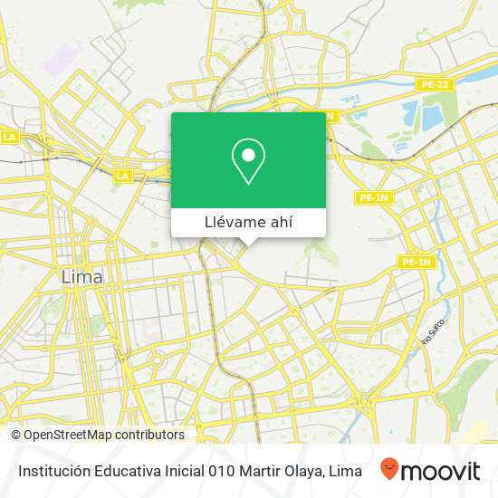Mapa de Institución Educativa Inicial 010 Martir Olaya