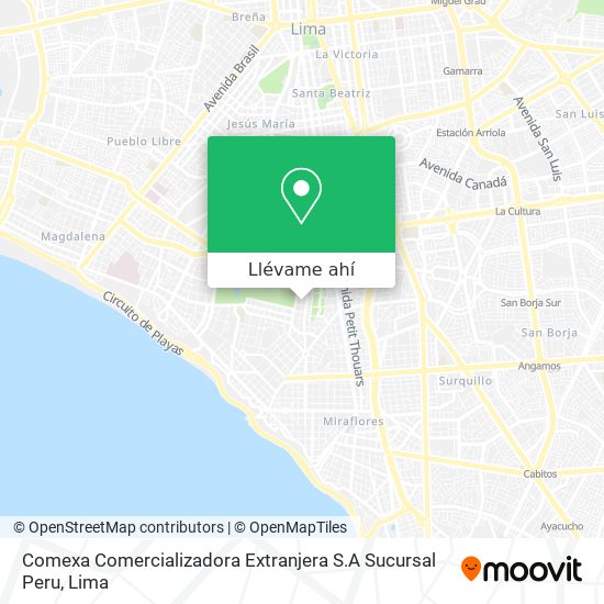 Mapa de Comexa Comercializadora Extranjera S.A Sucursal Peru