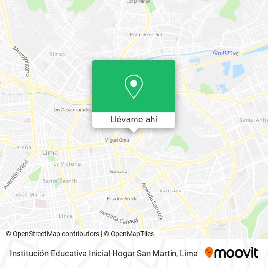 Mapa de Institución Educativa Inicial Hogar San Martin