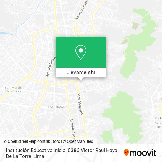 Mapa de Institución Educativa Inicial 0386 Victor Raul Haya De La Torre