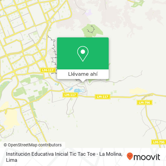 Mapa de Institución Educativa Inicial Tic Tac Toe - La Molina