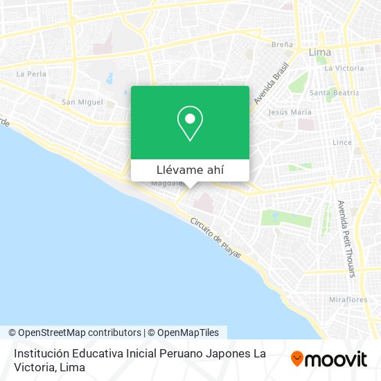 Mapa de Institución Educativa Inicial Peruano Japones La Victoria