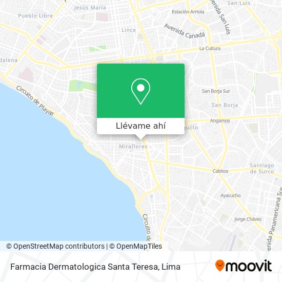 Mapa de Farmacia Dermatologica Santa Teresa