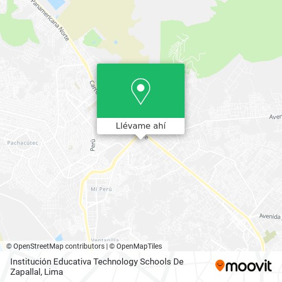 Mapa de Institución Educativa Technology Schools De Zapallal