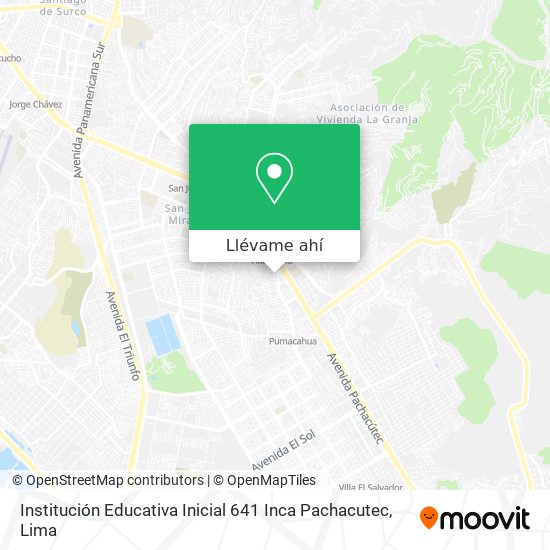 Mapa de Institución Educativa Inicial 641 Inca Pachacutec