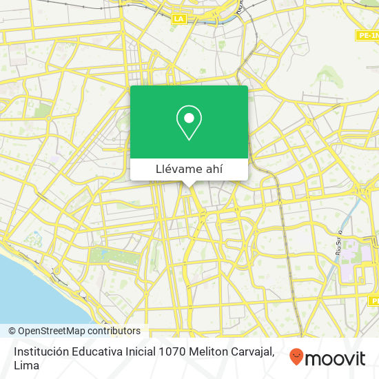 Mapa de Institución Educativa Inicial 1070 Meliton Carvajal