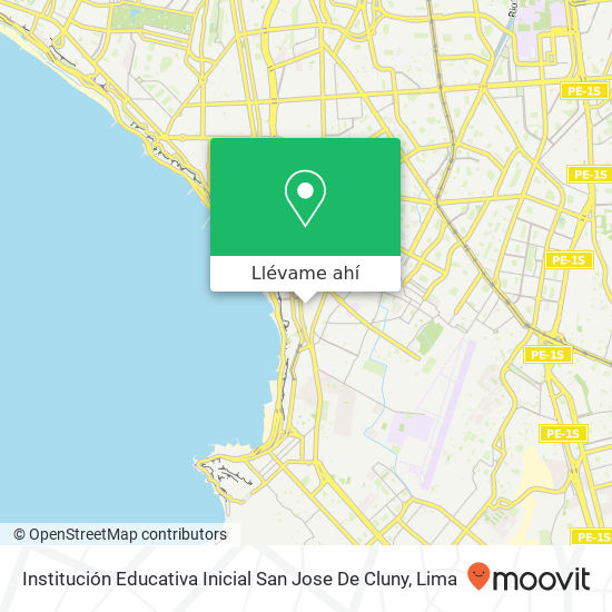 Mapa de Institución Educativa Inicial San Jose De Cluny