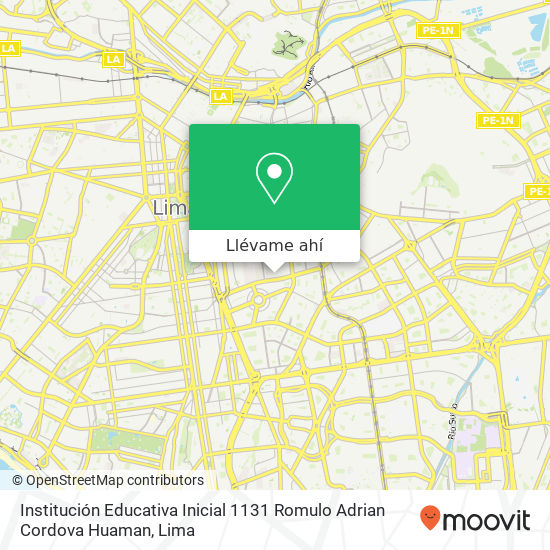 Mapa de Institución Educativa Inicial 1131 Romulo Adrian Cordova Huaman