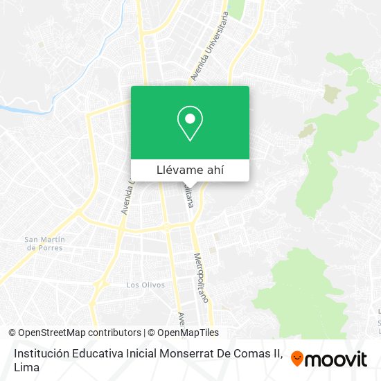 Mapa de Institución Educativa Inicial Monserrat De Comas II