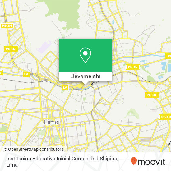 Mapa de Institución Educativa Inicial Comunidad Shipiba