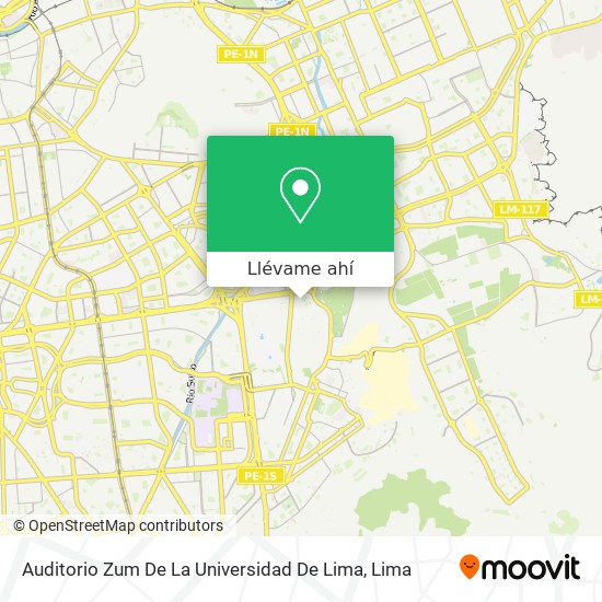 Mapa de Auditorio Zum De La Universidad De Lima
