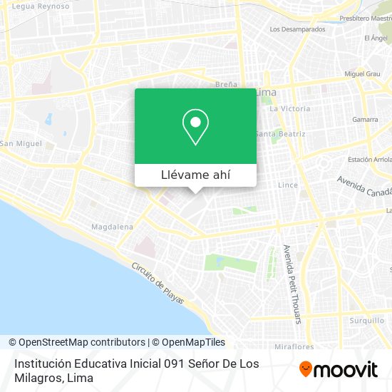 Mapa de Institución Educativa Inicial 091 Señor De Los Milagros