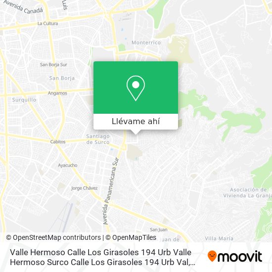 Mapa de Valle Hermoso  Calle Los Girasoles 194  Urb  Valle Hermoso  Surco Calle Los Girasoles 194  Urb  Val