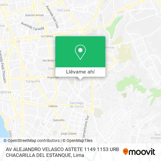Mapa de AV ALEJANDRO VELASCO ASTETE 1149 1153 URB CHACARILLA DEL ESTANQUE