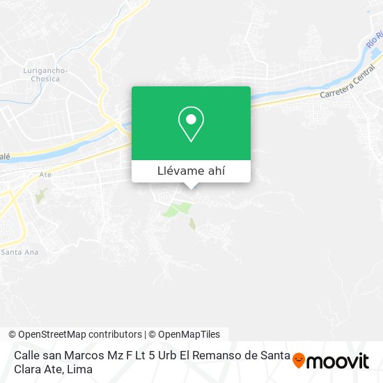 Mapa de Calle san Marcos Mz F Lt 5 Urb  El Remanso de Santa Clara   Ate