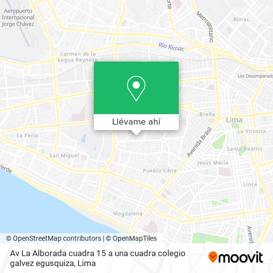 Mapa de Av La Alborada  cuadra 15 a una cuadra colegio galvez egusquiza