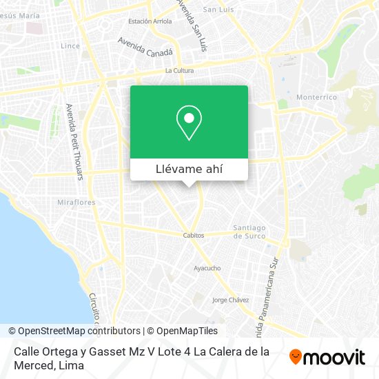 Mapa de Calle Ortega y Gasset Mz V Lote 4   La Calera de la Merced