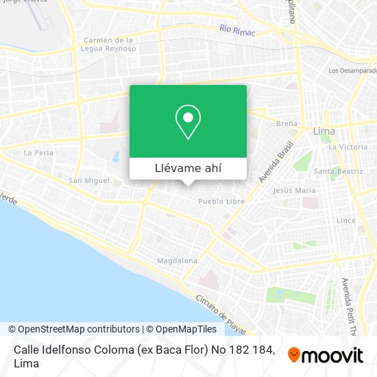 Mapa de Calle Idelfonso Coloma (ex Baca Flor) No  182 184