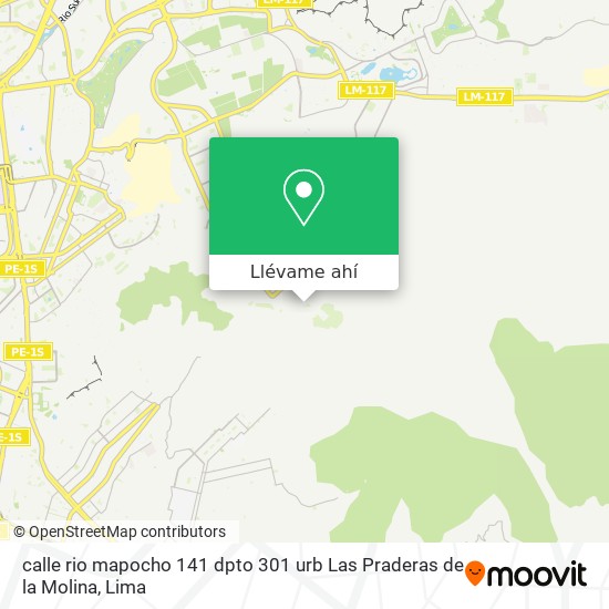 Mapa de calle rio mapocho  141 dpto 301 urb Las Praderas de la Molina