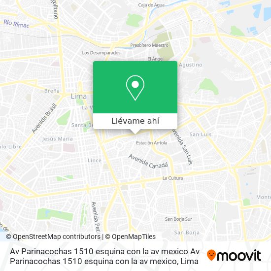 Mapa de Av  Parinacochas 1510  esquina con la av  mexico Av  Parinacochas 1510  esquina con la av  mexico