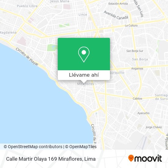 Mapa de Calle Martir Olaya 169  Miraflores