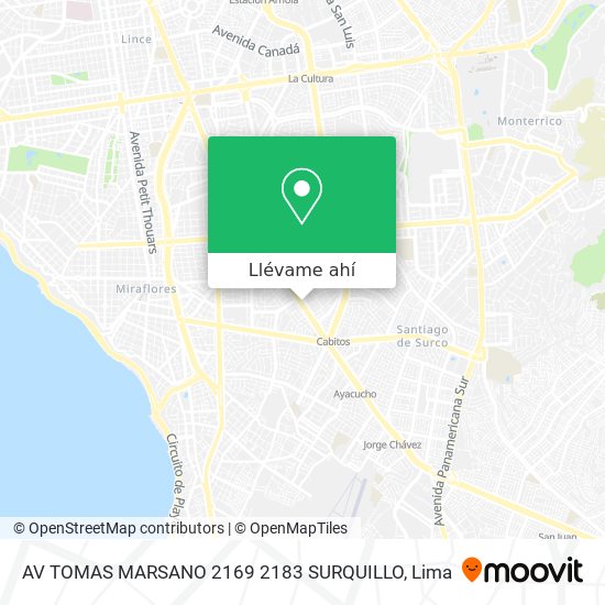 Mapa de AV  TOMAS MARSANO 2169  2183  SURQUILLO
