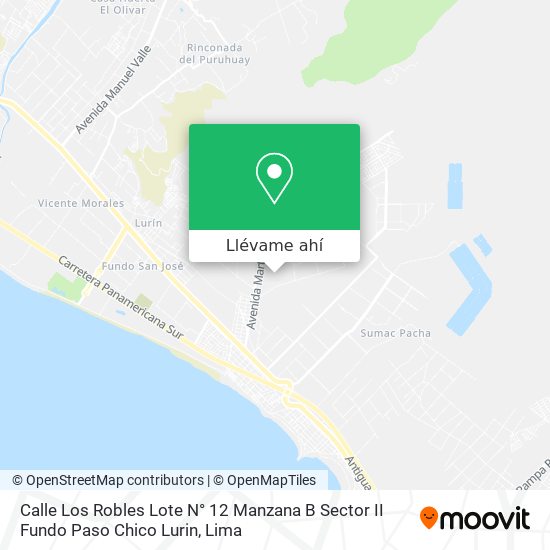 Mapa de Calle Los Robles  Lote N° 12 Manzana  B Sector II  Fundo Paso Chico   Lurin