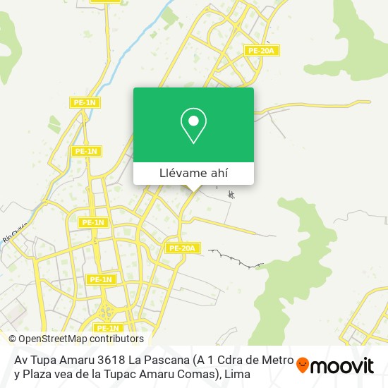 Mapa de Av  Tupa Amaru 3618  La Pascana  (A 1 Cdra de Metro y Plaza vea de la Tupac Amaru Comas)