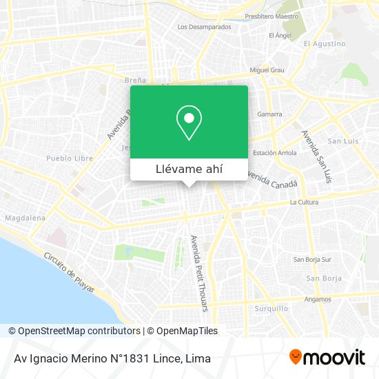 Mapa de Av  Ignacio Merino N°1831   Lince