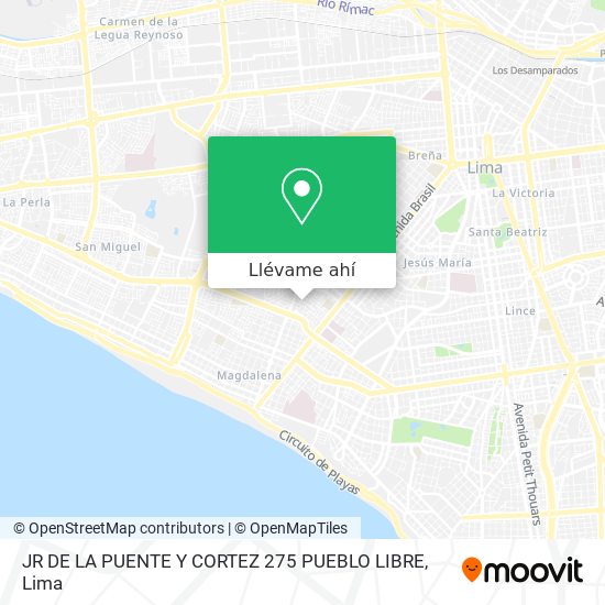 Mapa de JR  DE LA PUENTE Y CORTEZ 275  PUEBLO LIBRE