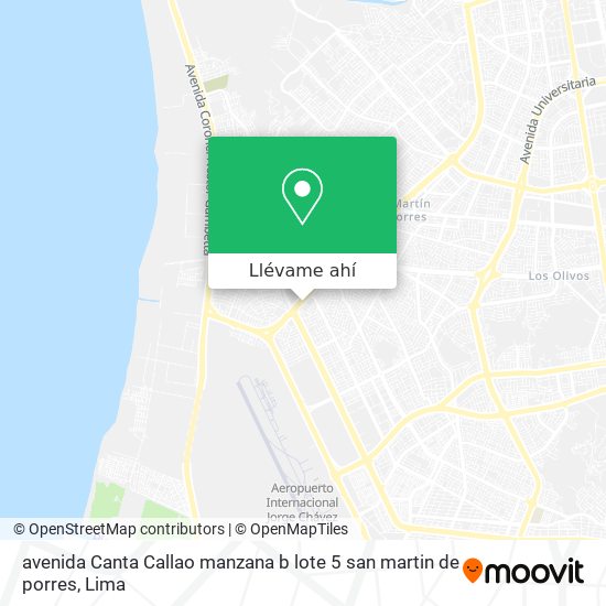 Mapa de avenida Canta Callao manzana b lote 5 san martin de porres