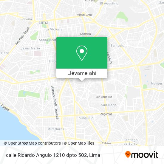 Mapa de calle Ricardo Angulo 1210 dpto 502