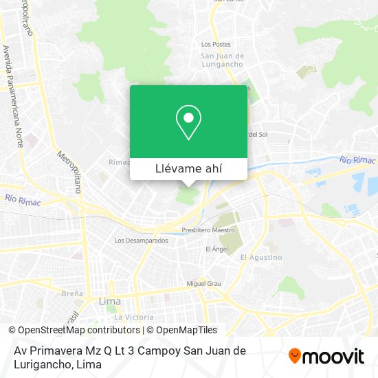 Mapa de Av Primavera Mz  Q Lt  3 Campoy San Juan de Lurigancho