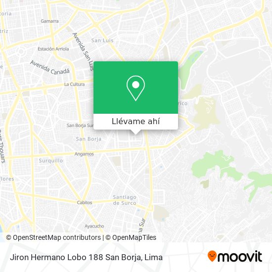 Mapa de Jiron Hermano Lobo 188  San Borja