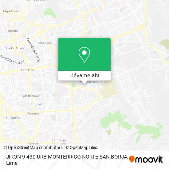 Mapa de JIRON 9   430   URB  MONTERRICO NORTE   SAN BORJA