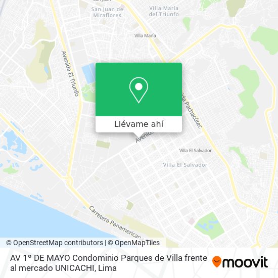 Mapa de AV  1º DE MAYO     Condominio Parques de Villa      frente al mercado UNICACHI