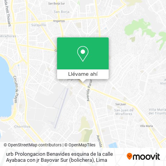 Mapa de urb  Prolongacion Benavides   esquina de la calle Ayabaca con jr  Bayovar Sur (bolichera)