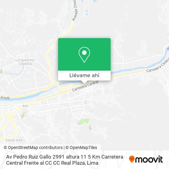 Mapa de Av  Pedro Ruiz Gallo 2991  altura 11 5 Km Carretera Central  Frente al CC  CC  Real Plaza