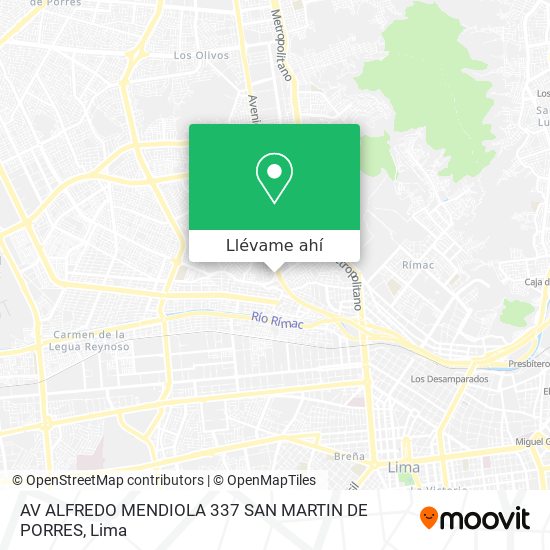 Mapa de AV ALFREDO MENDIOLA 337   SAN MARTIN DE PORRES