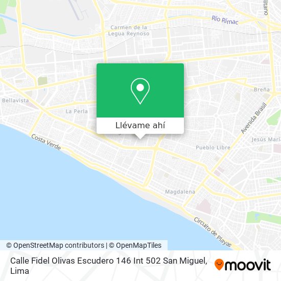 Mapa de Calle Fidel Olivas Escudero 146 Int 502  San Miguel